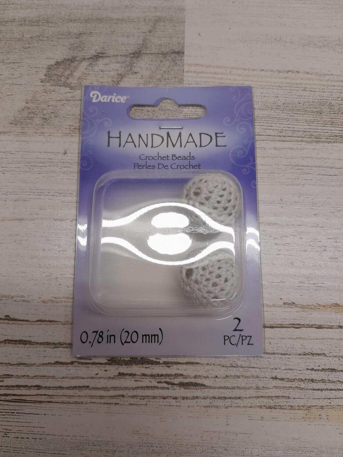 2pc 20mm Handmade Crochet Beads White