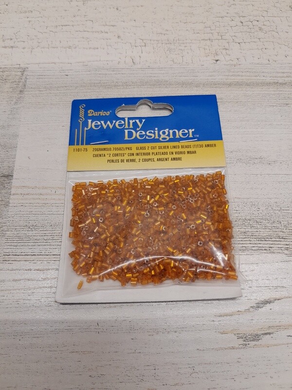 20g Silver Lined Glass Seed Beads Amber