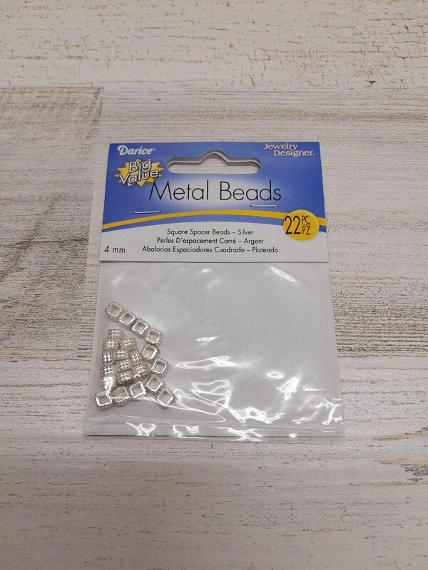 22pc Square Spacer Beads Silver
