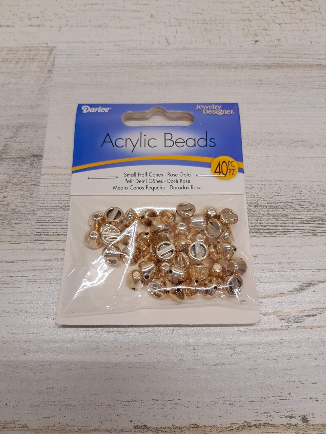 40pc Small Half Cone Beads Rose Gold