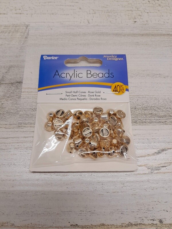 40pc Small Half Cone Beads Rose Gold