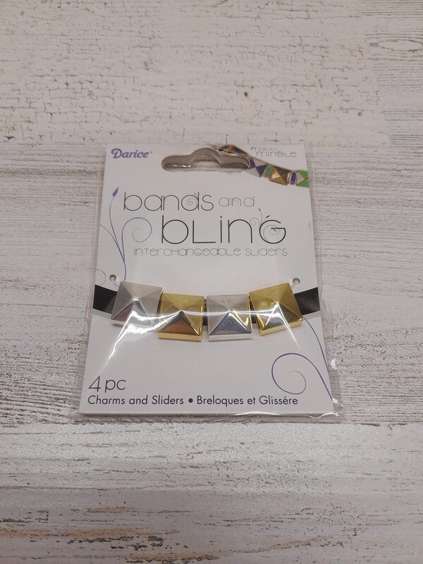 4pc Square Diamond Sliders Gold/Silver