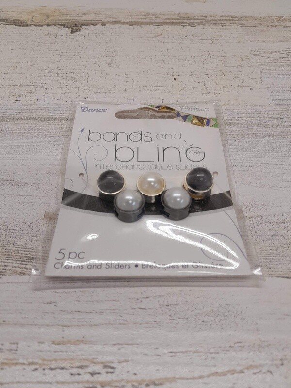 5pc Pearl Sliders Black/Gold/White/Ivory