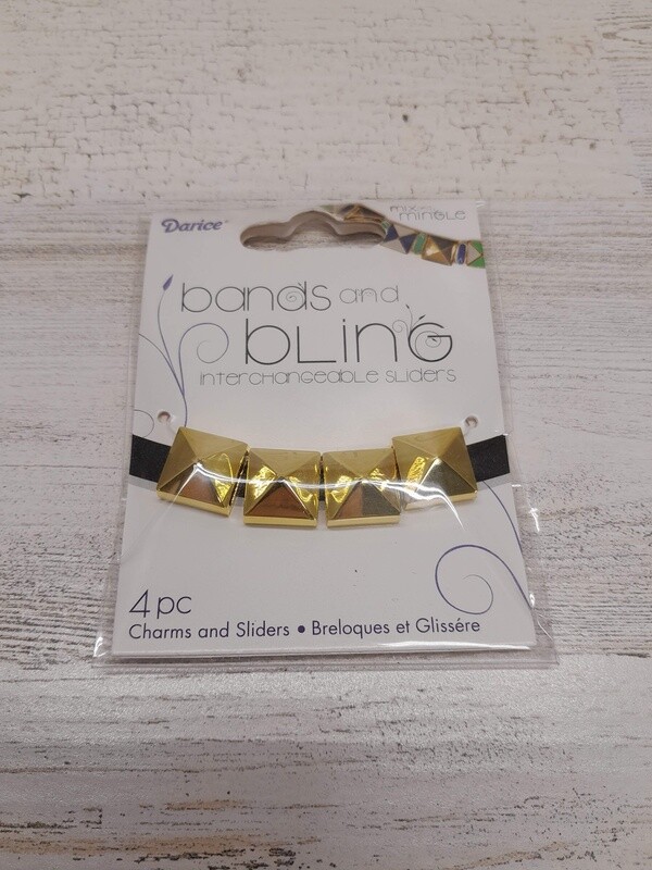4pc Square Diamond Sliders Gold
