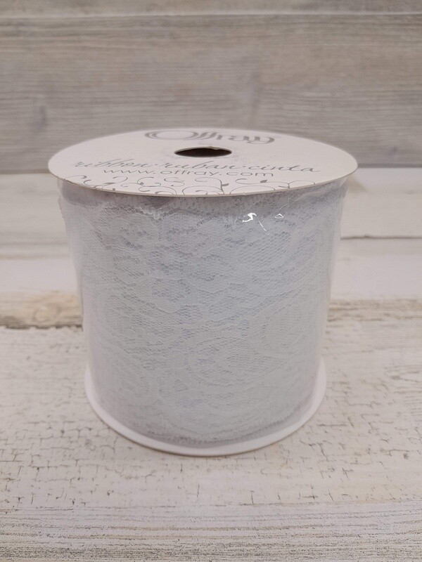 3.5&quot;x25yd Layla Ribbon White