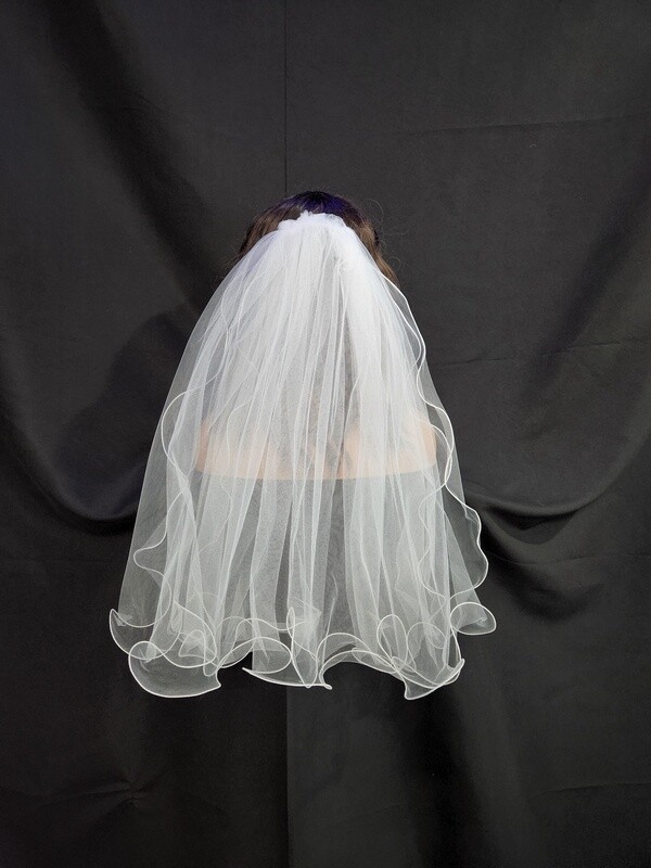 1pc  White Veil w/Rolled Edge