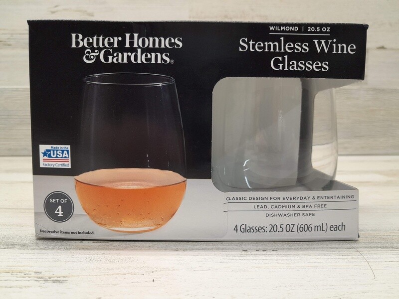4pc 20.5oz Stemless Glasses (Glass)