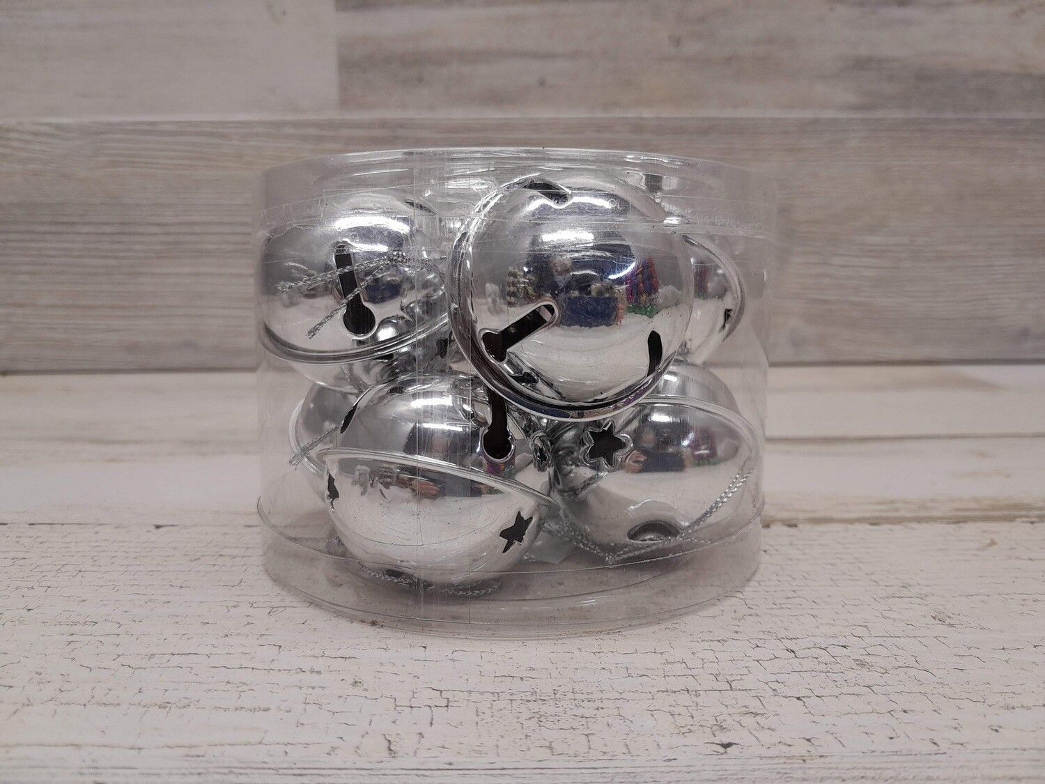 8pc 50mm Jingle Bells Silver