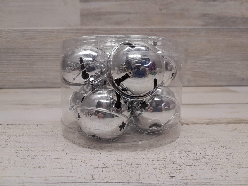 8pc 50mm Jingle Bells Silver