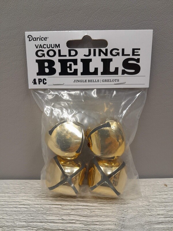 4pc 35mm Jingle Bells Gold