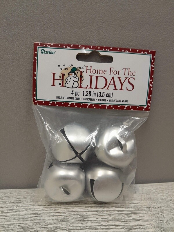 4pc 35mm Jingle Bells Matte Silver