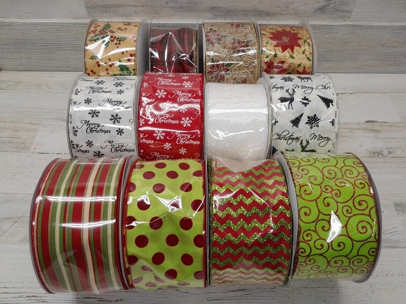 4&quot;x50yd Assorted Wired  Ribbon