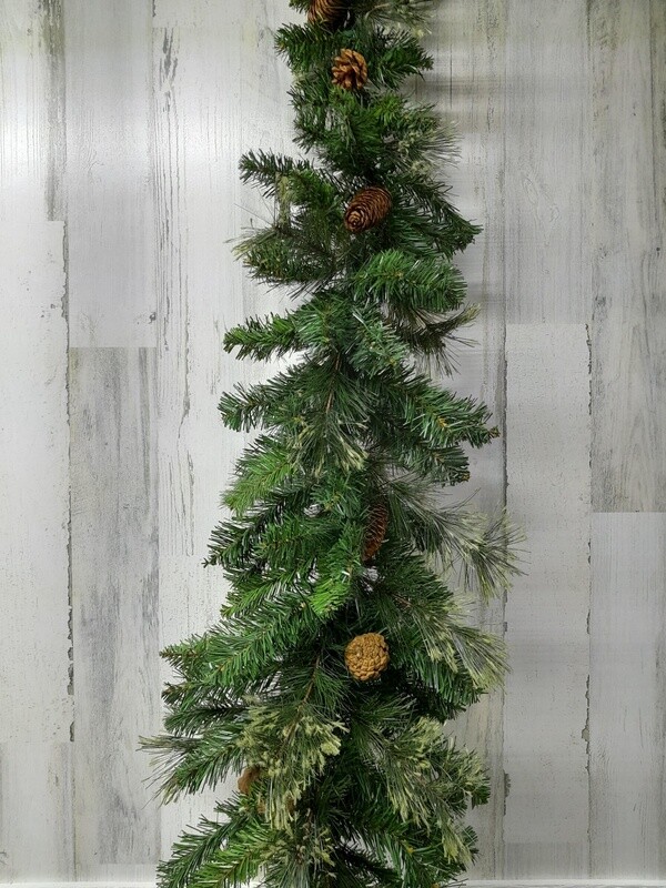 6&#39; Mixed Pine Mantle Swag w/Pinecones