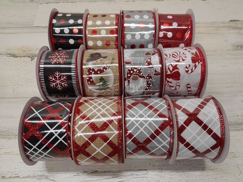 2.5&quot;x10yd Wired Winter Joy Ribbon Assorted