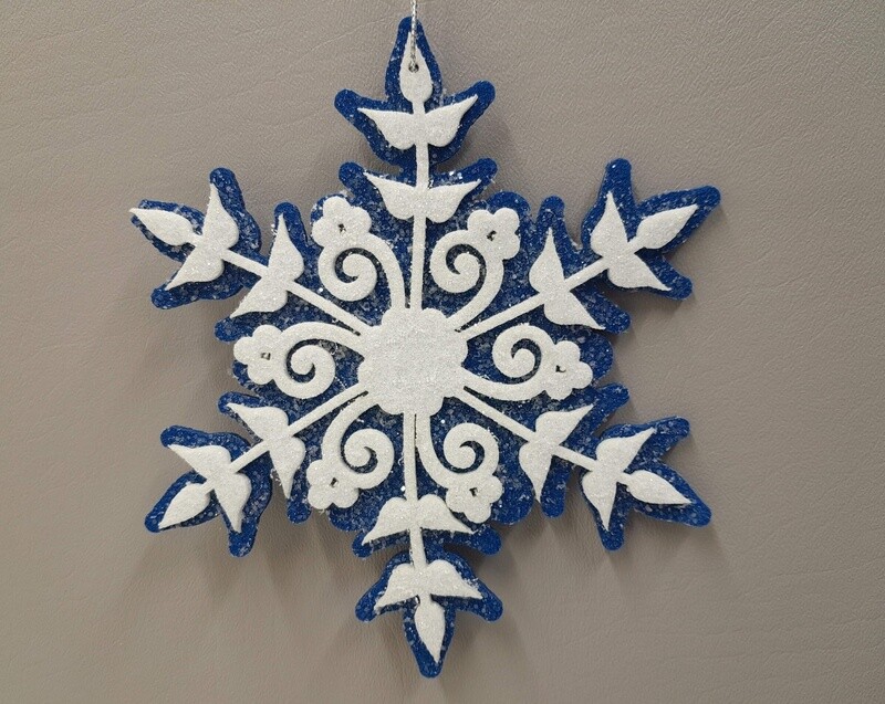 6&quot; Felt Snowflake Ornament Blue/White