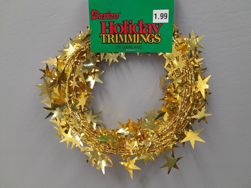 25&#39; Metallic Star Garland Gold