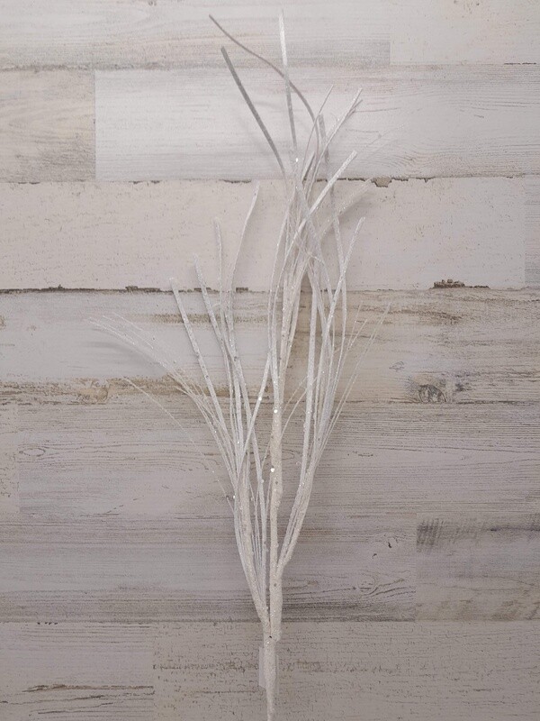 37&quot; Glitter Onion Grass Spray White