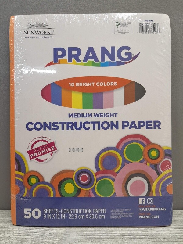 50pc 9&quot;x12&quot; Construction Paper Multi