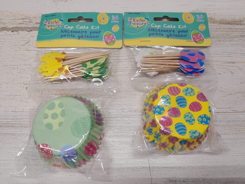 24pc 2&quot; Easter Baking Cups w/Picks  Assorted