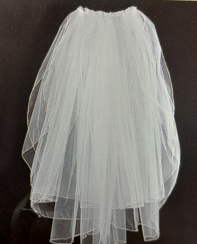 1pc 26&quot;x31&quot;x108&quot; Double Layer Pencil Edge Veil Ivory