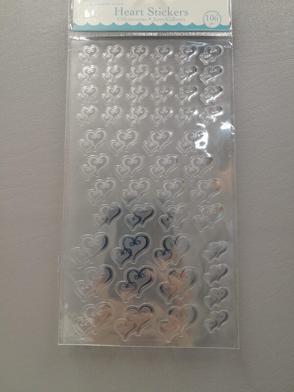 106pc Double Heart Stickers Clear/Silver