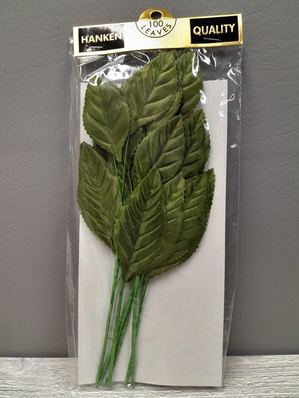 6pc 7.5&quot; Satin Rose Leaf Spray Green