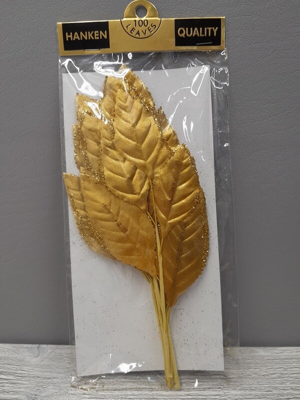 6pc 7.5&quot; Rose Leaf Spray Gold
