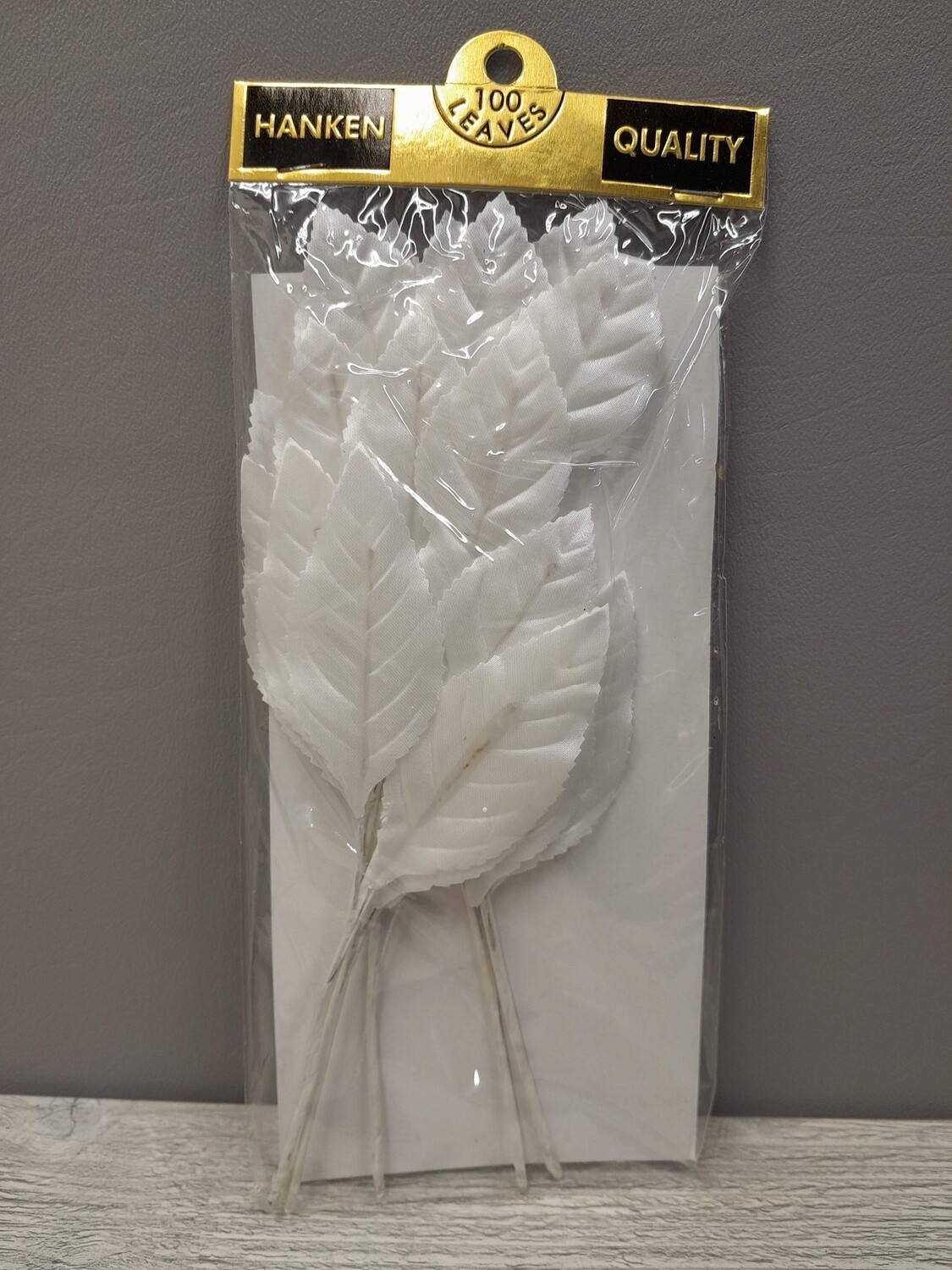 6pc 7.5&quot; Satin Rose Leaf Spray White