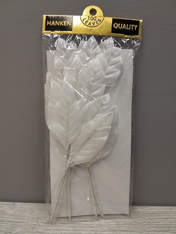 6pc 7.5&quot; Satin Rose Leaf Spray White