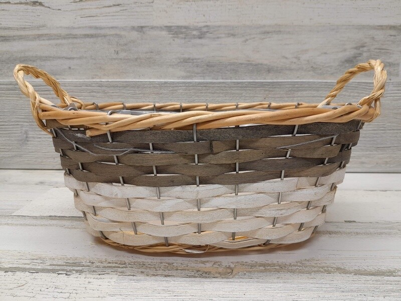 Double Handle Oval Basket With Liner Grey/White/Natural (MD)