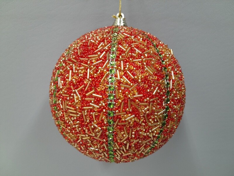 5&quot; Beaded Sequin Ornament Red/Green