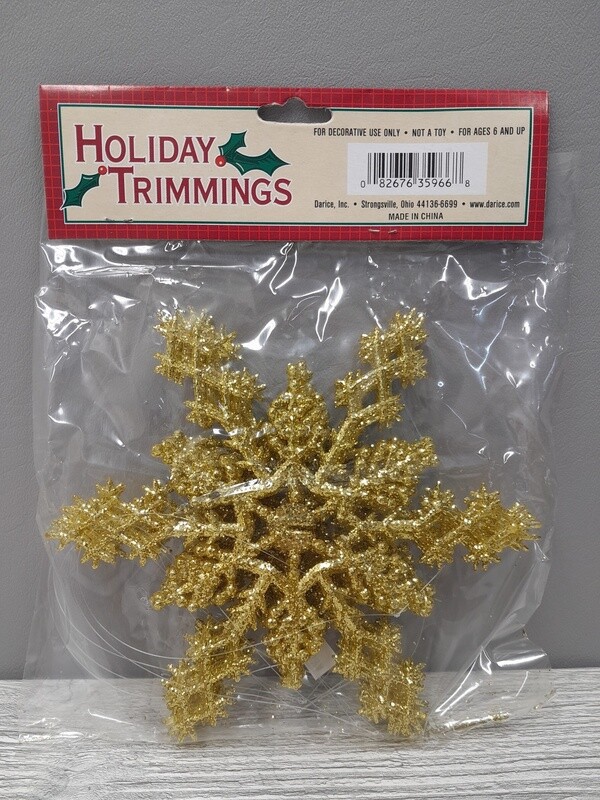 6pc 6.5&quot; Glitter Snowflakes Gold