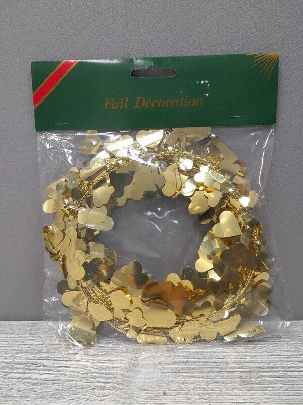 25&#39; Metallic Heart Garland Gold