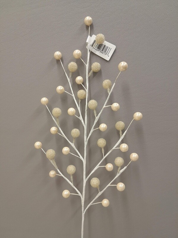 1pc 19&quot; Berry Spray w/35 Berries  White