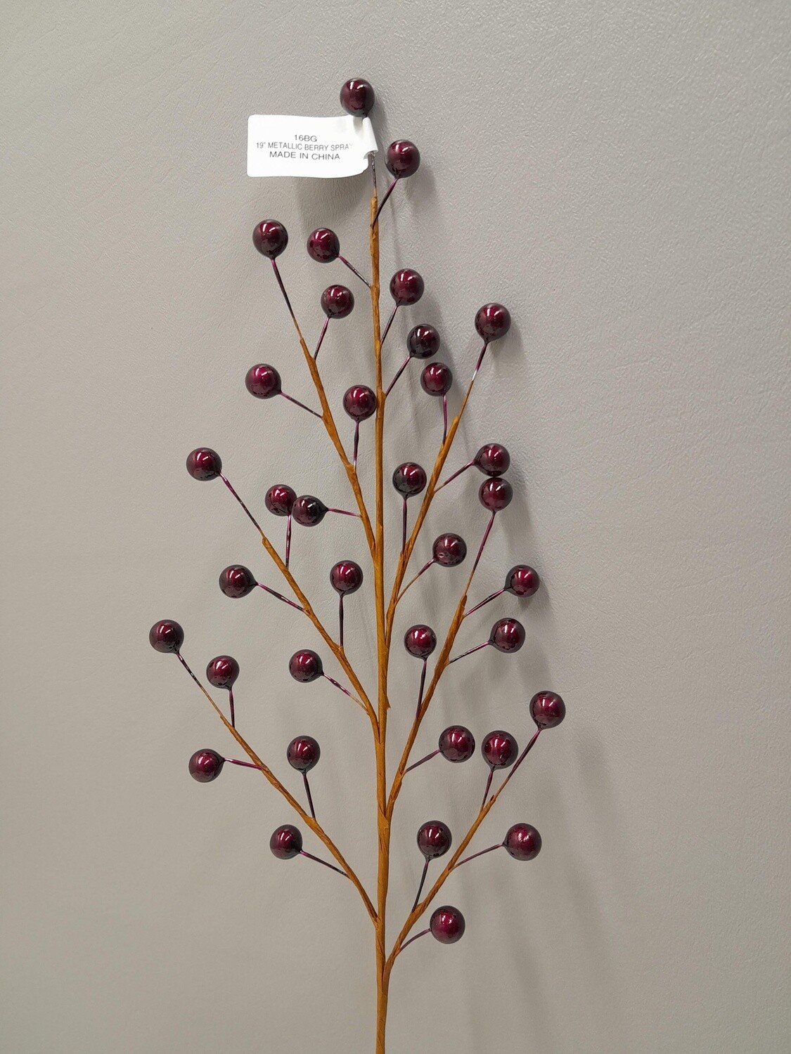 1pc 19&quot; Metallic Berry Spray w/35 Berries Burgundy