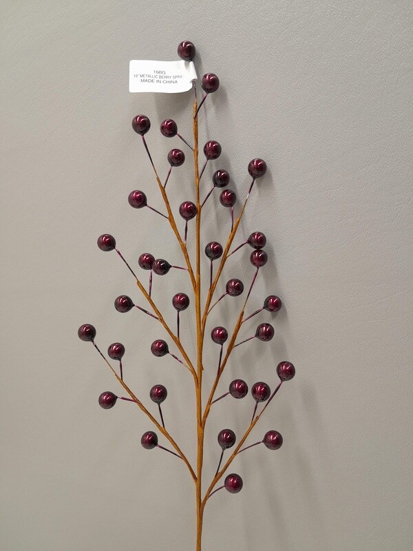 1pc 19&quot; Metallic Berry Spray w/35 Berries Burgundy