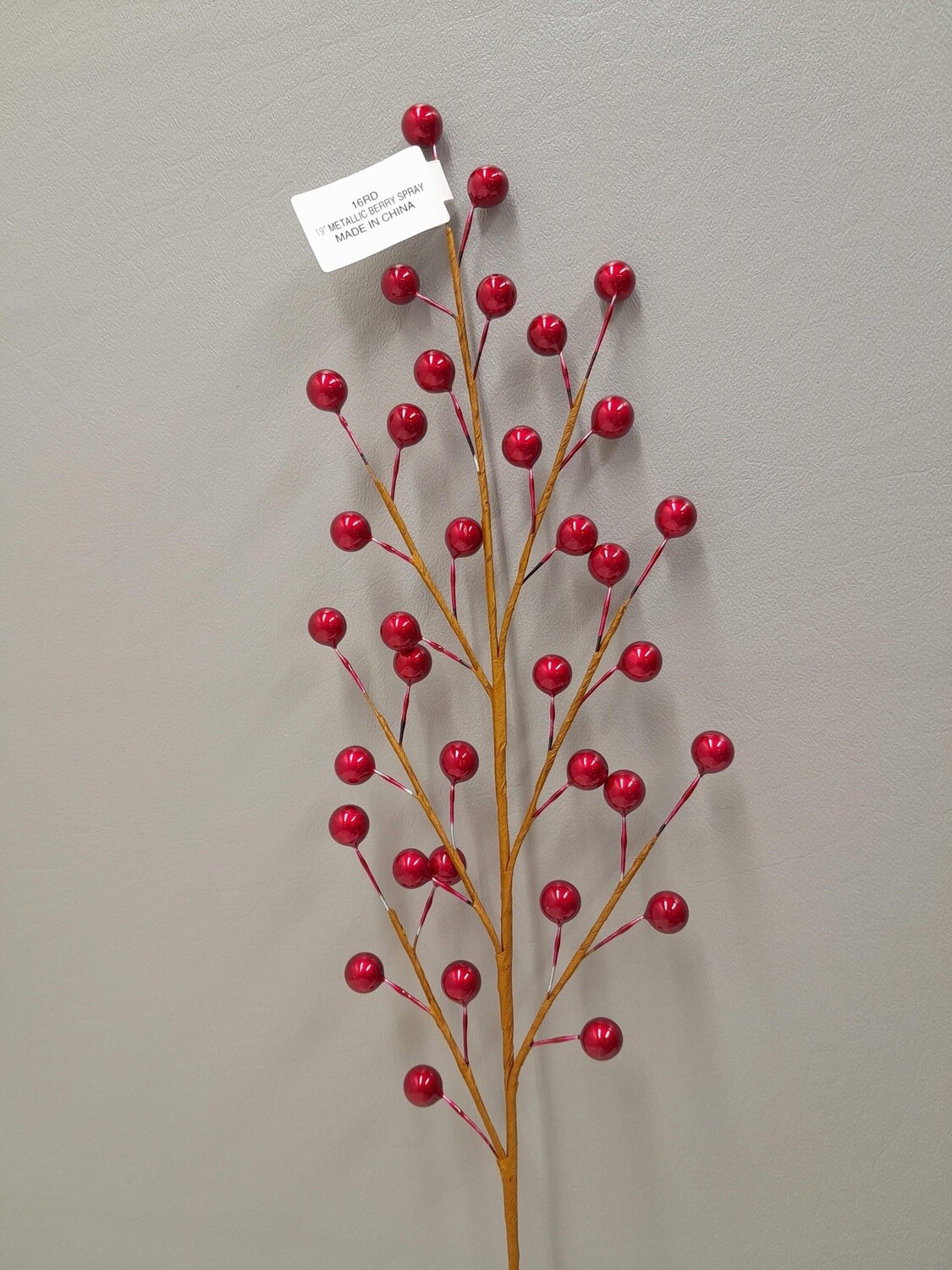 1pc 19&quot; Metallic Berry Spray w/35 Berries Red