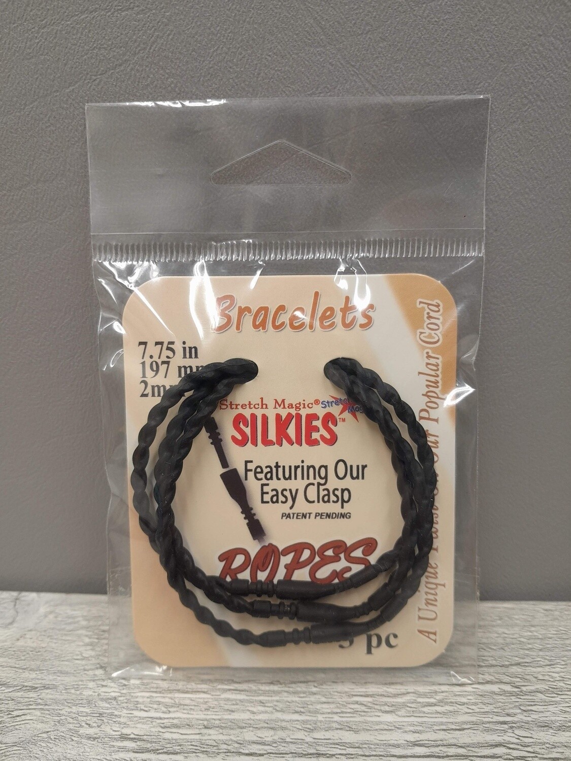 3pc 7.75" Silkies Rope Bracelet Black