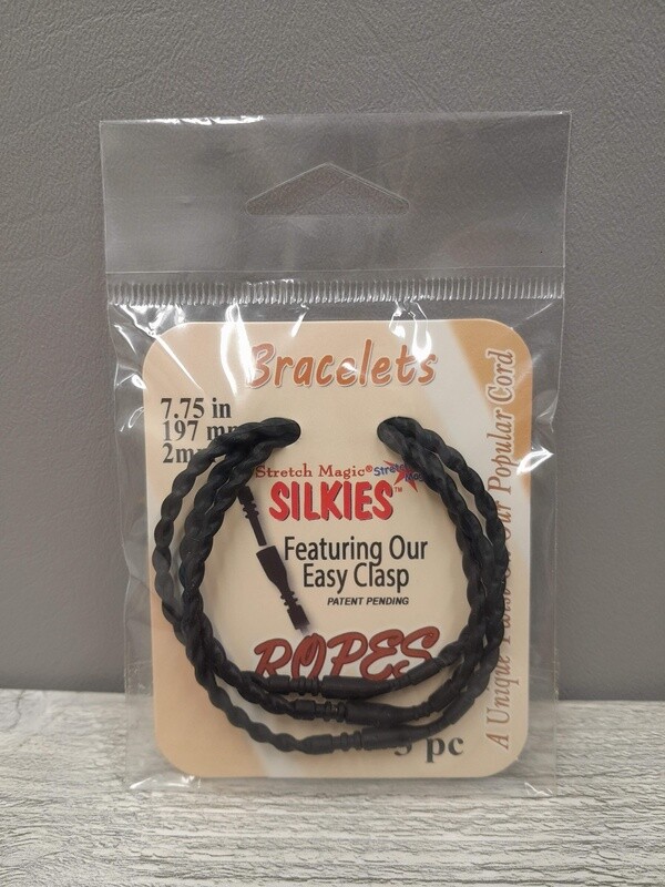 3pc 7.75&quot; Silkies Rope Bracelet Black
