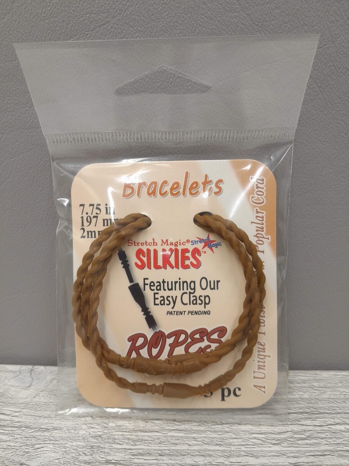 3pc 7.75" Silkies Rope Bracelet Brown