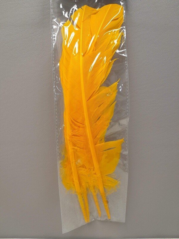 4pc 12&quot;-13&quot; Turkey Feathers Yellow