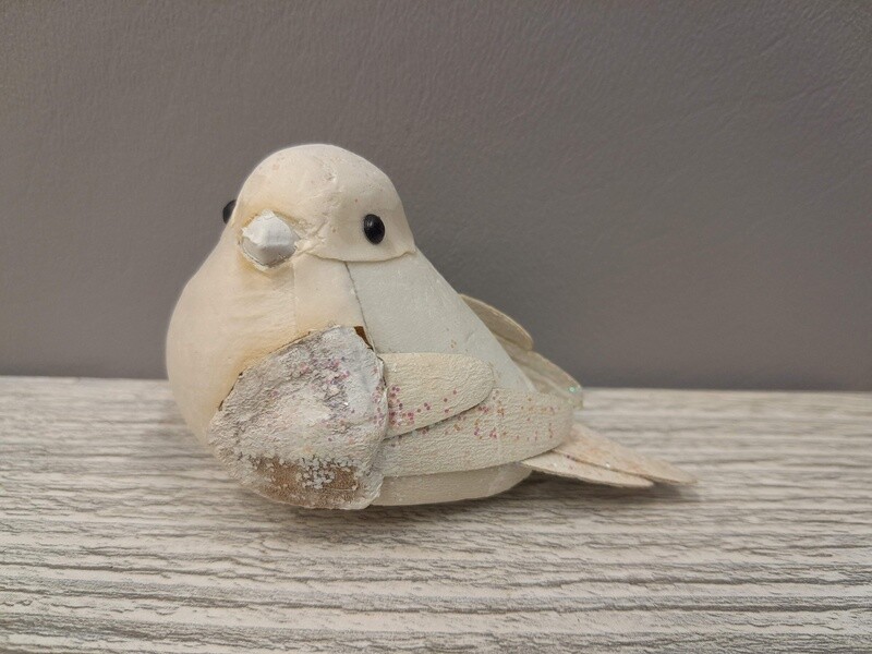 3&quot; Glitter Robin White/Iridescent