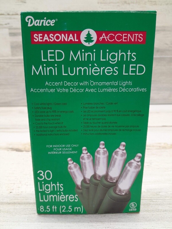 30 Led Lite 8.5ft Cool White W/Green Wire