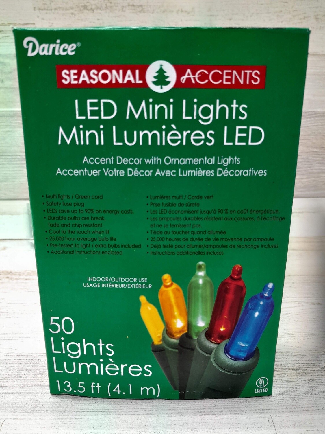 50 Led Light 13.5ft Multi w/ Green Wire