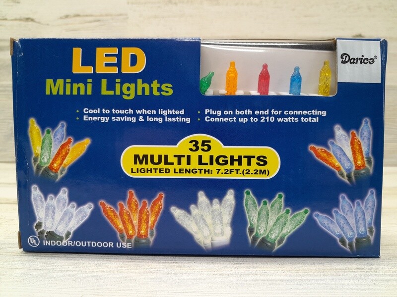 35 LED Lights 7.2ft Multi W/Green Wire