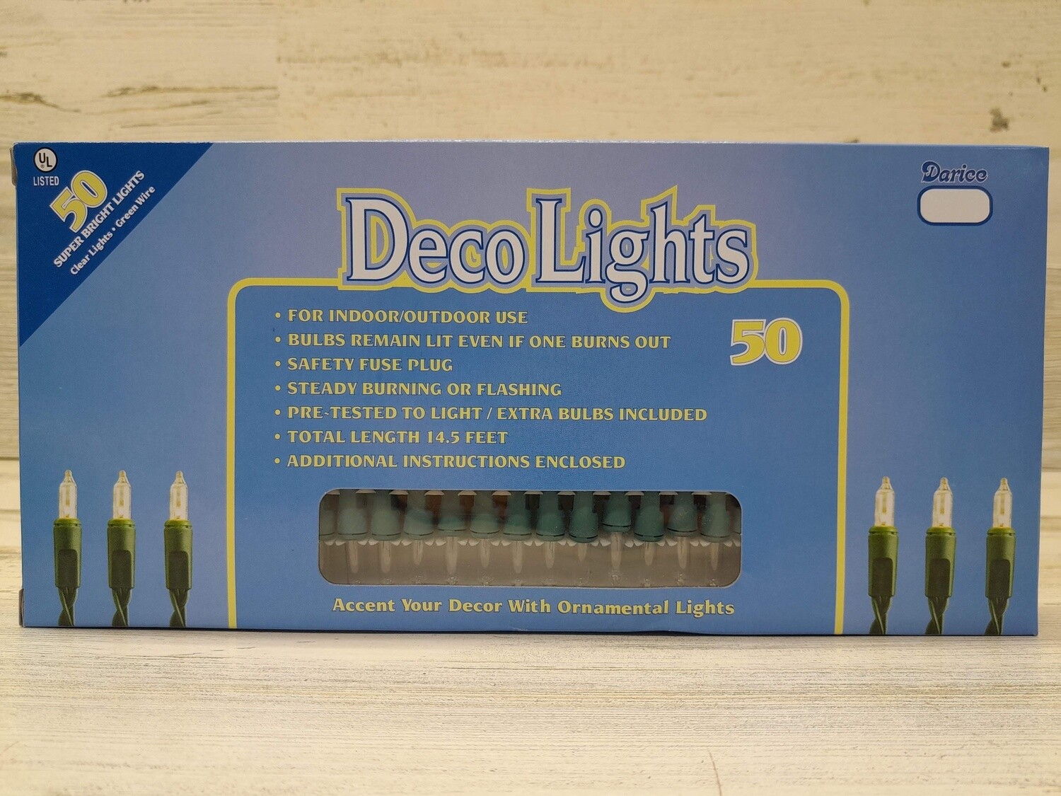 50 Light 14.5ft Clear w/ Green Wire