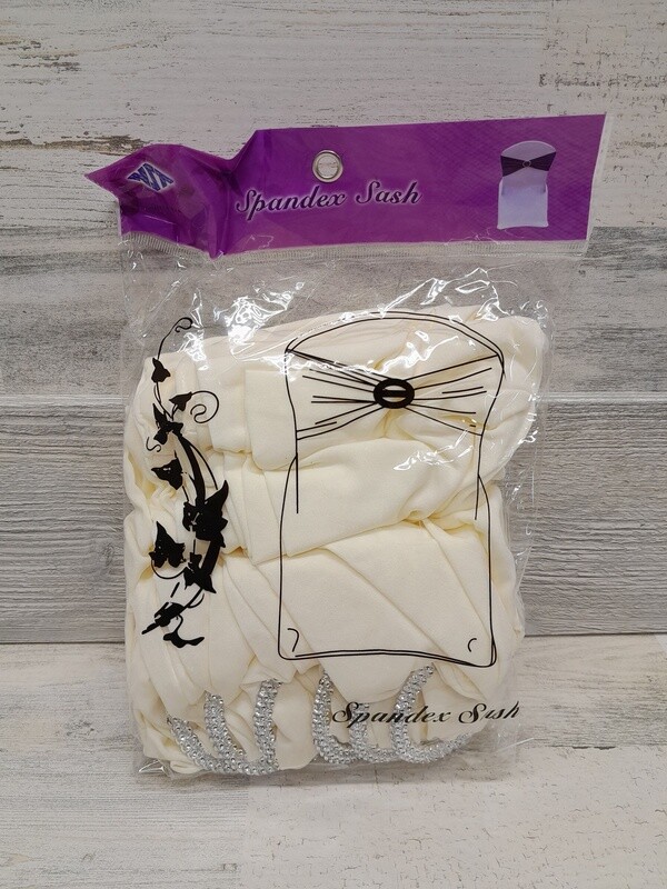 6pc 12&quot; Spandex Sash w/Buckle Ivory