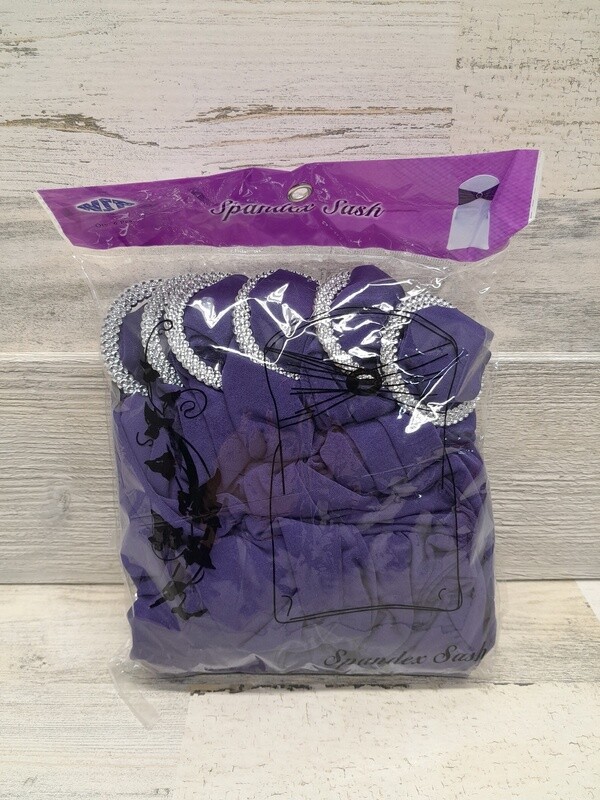 6pc 12&quot; Spandex Sash w/Buckle Purple