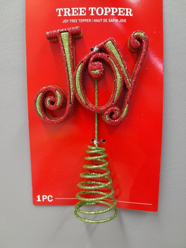 6&quot; Glitter Joy Tree Topper Red/Green