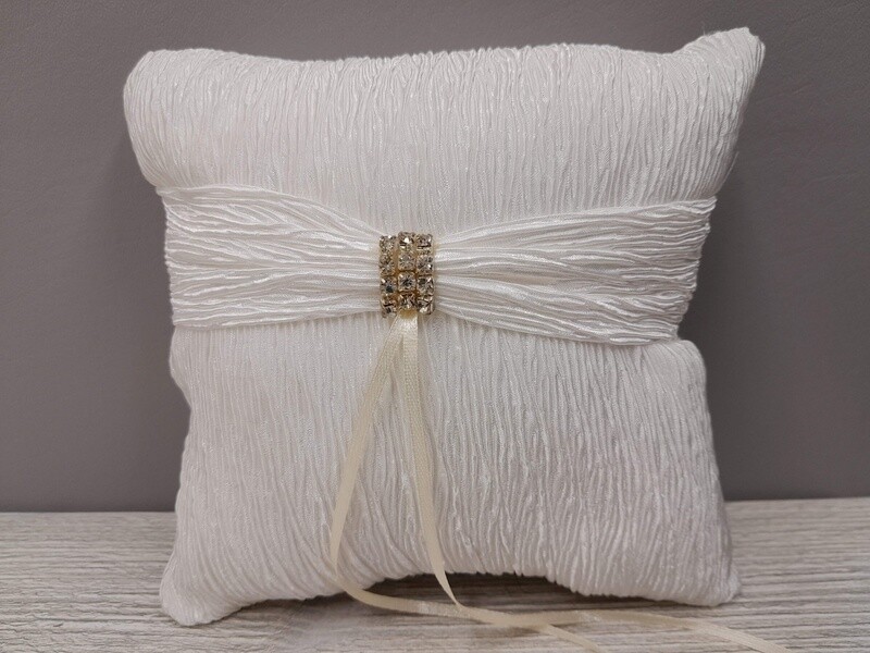 7&quot; Ring Pillow w/Rhinestones  Ivory